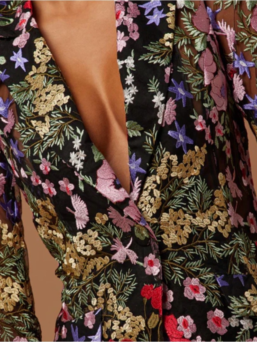 Fashion Nova Black Sheer Floral Wide Leg Jumpsuit - Picture 5 of 7